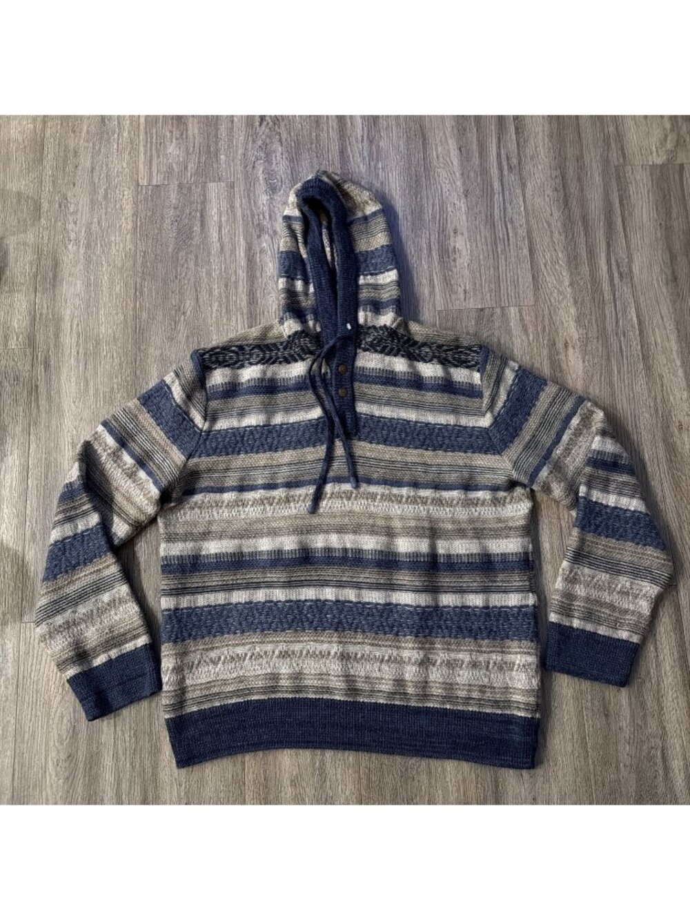 Faherty Hoodie Men XXL Pacific Poncho Sweatshirt Striped  Sweater Organic Cotton